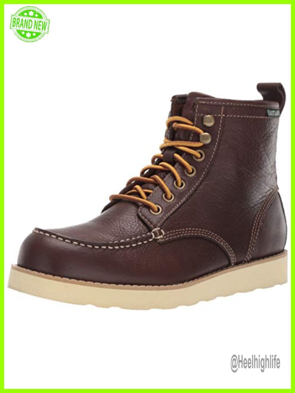 Leather Mid-Calf Hiking Boot Memory Foam Wedge Heel